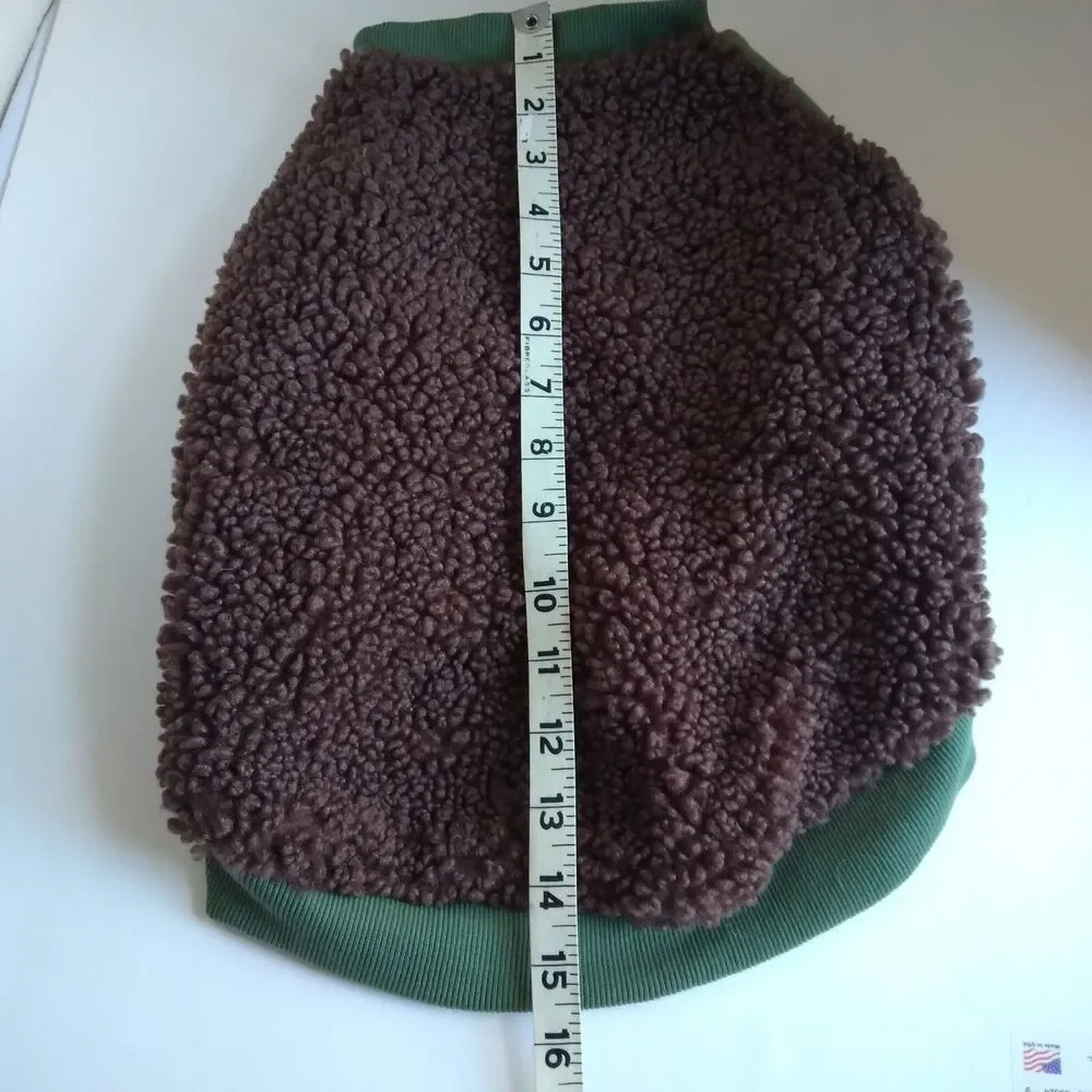 Bark Home Dog Coat Size Small Brown Green Varsity Jacket Warm Thick Sweater S